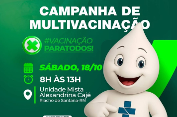 Campanha de Multivacinação acontece neste sábado em Riacho de Santana