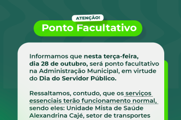 Ponto facultativo nesta terça-feira, 28, em Riacho de Santana